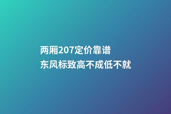 两厢207定价靠谱 东风标致高不成低不就